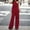 Red, variant on Women 2 Piece Outfits Boho Casual Solid Color Hanging Neck Sleeveless Top Loose Wide Leg Pants Trousers Two Piece Set Suit Wedding Guest Dresses for Women plus Rompers for Women Minimal Jumpsuit