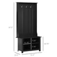 thumbnail image 3 of HOMCOM Hall Tree W/ Shoe Storage Bench Entryway Coat Rack Bench Black, 3 of 8