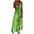 thumbnail image 2 of Wycnly Womens Dresses Beach Spaghetti Strap High Waist Swing Cami Long Sundress Fashion Floral Print V-Neck Sleeveless Maxi Summer Dress Green m, 2 of 5