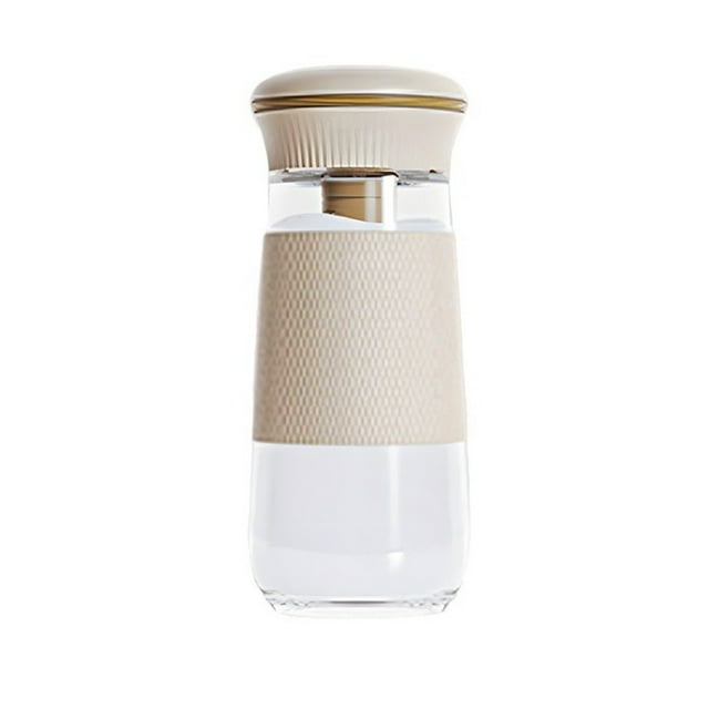 Glass Seasoning Jar with Volume Control Shaker Lid for Salt Pepper and Spices 15.5 cm Tall Beige Kitchen Storage Container