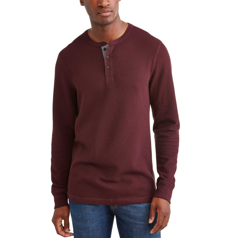 GEORGE - George Men's Long Sleeve Thermal Henley, up to size 5XL ...