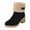 Black, variant on Women's Suede-Look Mid Calf Boots, Warm Fur Trim Chunky Heel Pull On Winter Booties