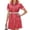 Red, variant on SAWOBUUN Women Belt Denim Dress Slim Fit Short Sleeve Button Front Casual Chic Summer Mini Dress with Pockets