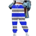 thumbnail image 2 of Puntoco Moda Casual Para Mujer Bolsillos Estampados A Rayas Cintura Elástica Con Cordón Leggings Pantalones Deportivos Pantalones Azul M, 2 of 5