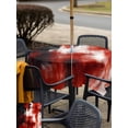 thumbnail image 5 of Outdoor Tablecloth with Umbrella Hole for Patio/Picnic/Party/Camping, Retro Black Red Waterproof Table Cloth Square Cover Washable, Abstract Bohemia Minimalist Aesthetic Art (60"x 60"), 5 of 9