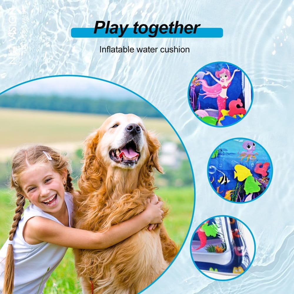 Lomyolo Cat Water Mat for Cats, Upgraded-Thicken Unbreakable Cat Splash Play Mat, Cat Water Play Mat for Indoor Cats, Interactive Cat Toys for Self Play