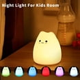 thumbnail image 2 of Luz nocturna de gato para niños, bonita lámpara de noche para guardería, luces táctiles de silicona para gatos portátiles con USB recargable, 2 of 5
