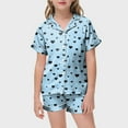 thumbnail image 2 of Sopiago Girls Pajamas Set Soft Short Sleeve Pjs Set Button-Down Sleepwear Nightwear Loungewear Light Blue,8-9 Years, 2 of 5