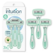 Schick Intuition Sensitive Care 4 Blade Disposable Womens Razors, 3 Ct, Lather & Shave in One Step, No Shave Gel Needed