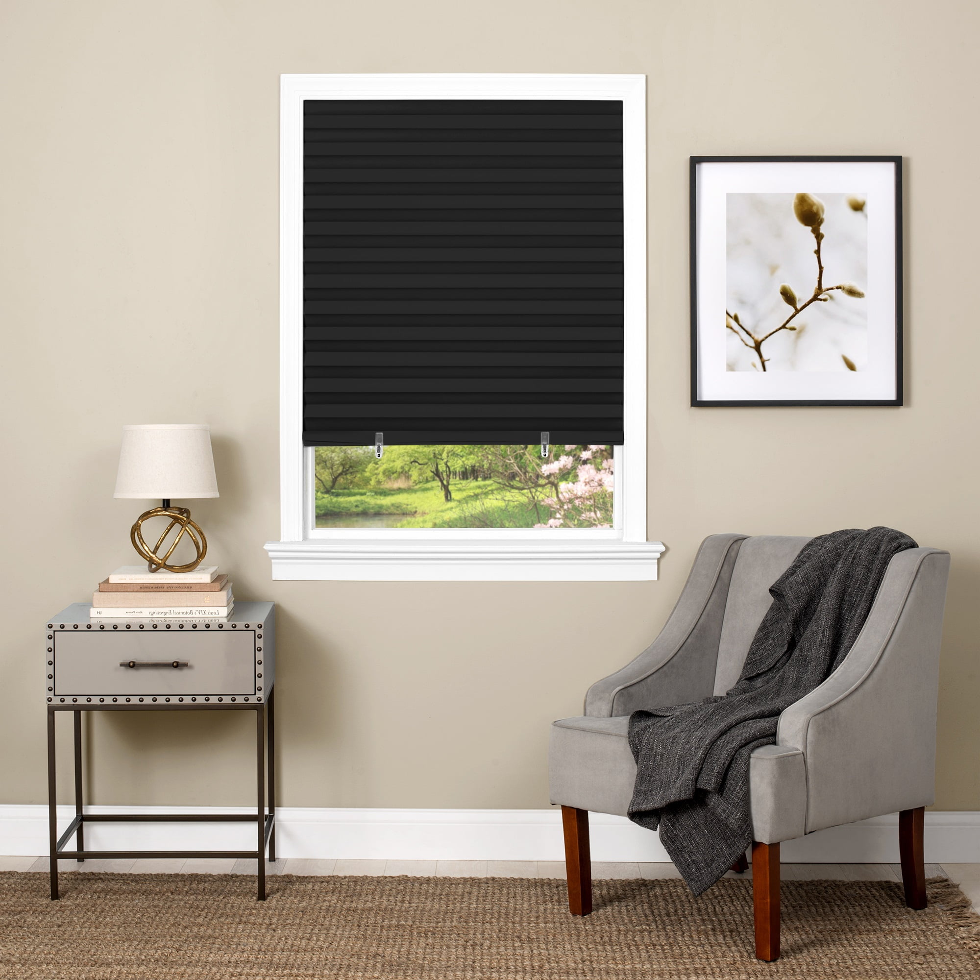 EZShade Cordless Vinyl Room Darkening Pleated Window Shade 48x75