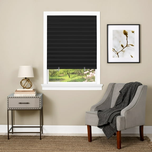 EZ-Shade Cordless Vinyl Room Darkening Pleated Window Shade - 36x75 - Black