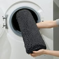 thumbnail image 6 of 3 Pieces Bathroom Rugs, Ultra Soft Non Slip Absorbent Chenille Toilet Bath Mat Set (Charcoal/Dark Grey), 6 of 6