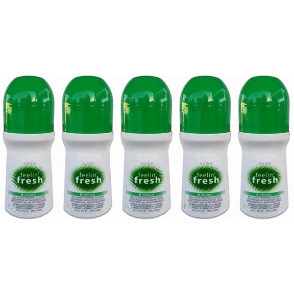 AVON Feelin Fresh Original Roll-On Antiperspirant Deodorant for Women & Men — Alcohol-Free, Paraben-Free Formula — Fresh Scent, Quick-Dry Underarm Odor Protection — 5 Pack