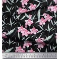 thumbnail image 2 of Soimoi Black Cotton Duck Fabric Leaves & Freesia Floral Print Fabric by the Yard 42 Inch Wide, 2 of 3