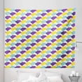 thumbnail image 1 of Geometric Tapestry, Abstract Colorful Diagonal Arranged Retro Flat Shapes Illustration, Fabric Wall Hanging Decor for Bedroom Living Room Dorm, 5 Sizes, Fuchsia Mustard Pale Blue, by Ambesonne, 1 of 1