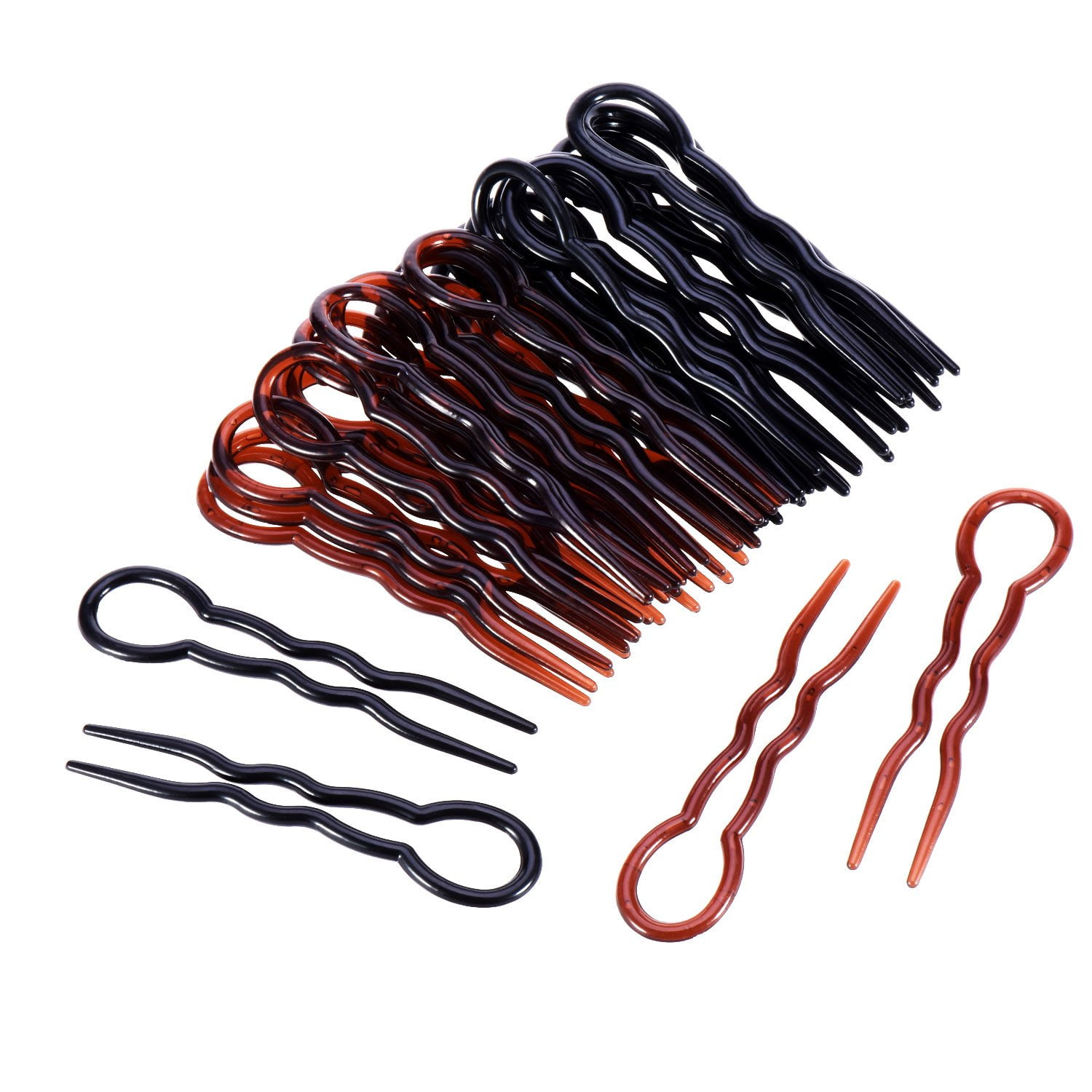 36 Pieces Plastic U Shaped Hair Pins Hair Style Grip Pins Fast Spiral Hair  Braid Twist Styling Clips for Girls and Women(Black and Brown) 