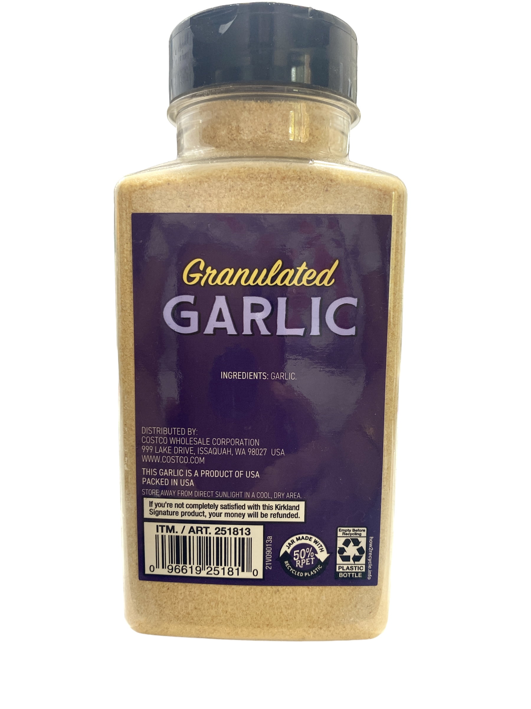 California granulated garlic, 18 oz. Grown in The USA