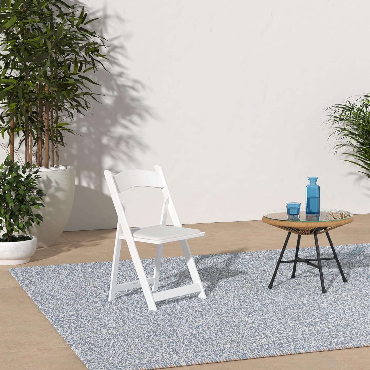 Simplex Furniture New Resin Stackable Chairs Indoor & Outdoor White Folding Chairs, 4-Pack