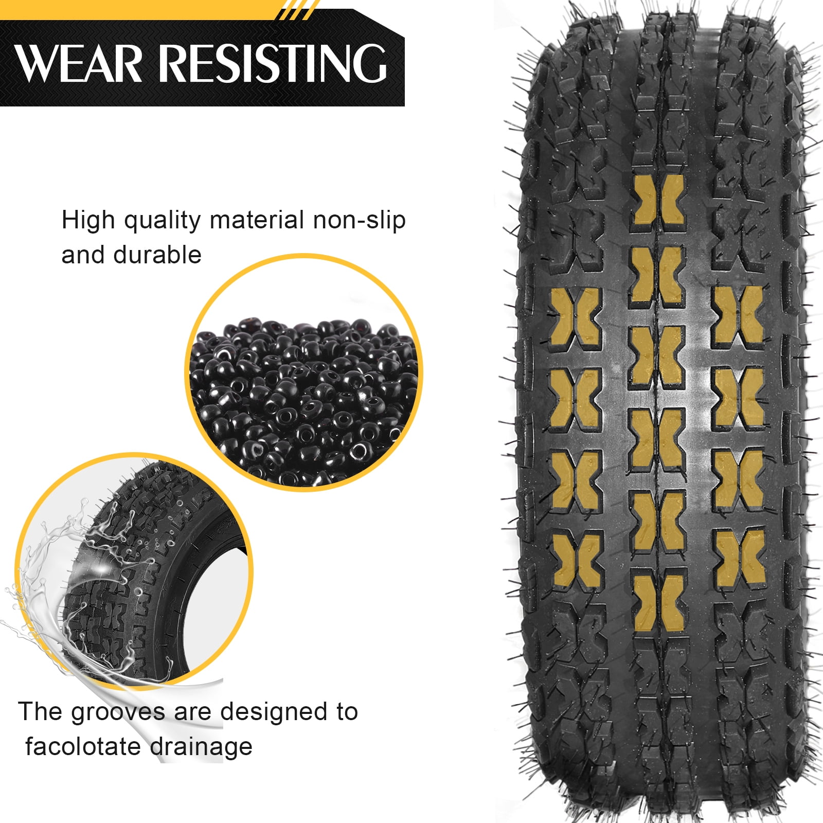Ktaxon 19x7-8 ATV Tires Set of 2, 4PR Tubeless All-Terrain Sport Tires for Quad & Go-Kart