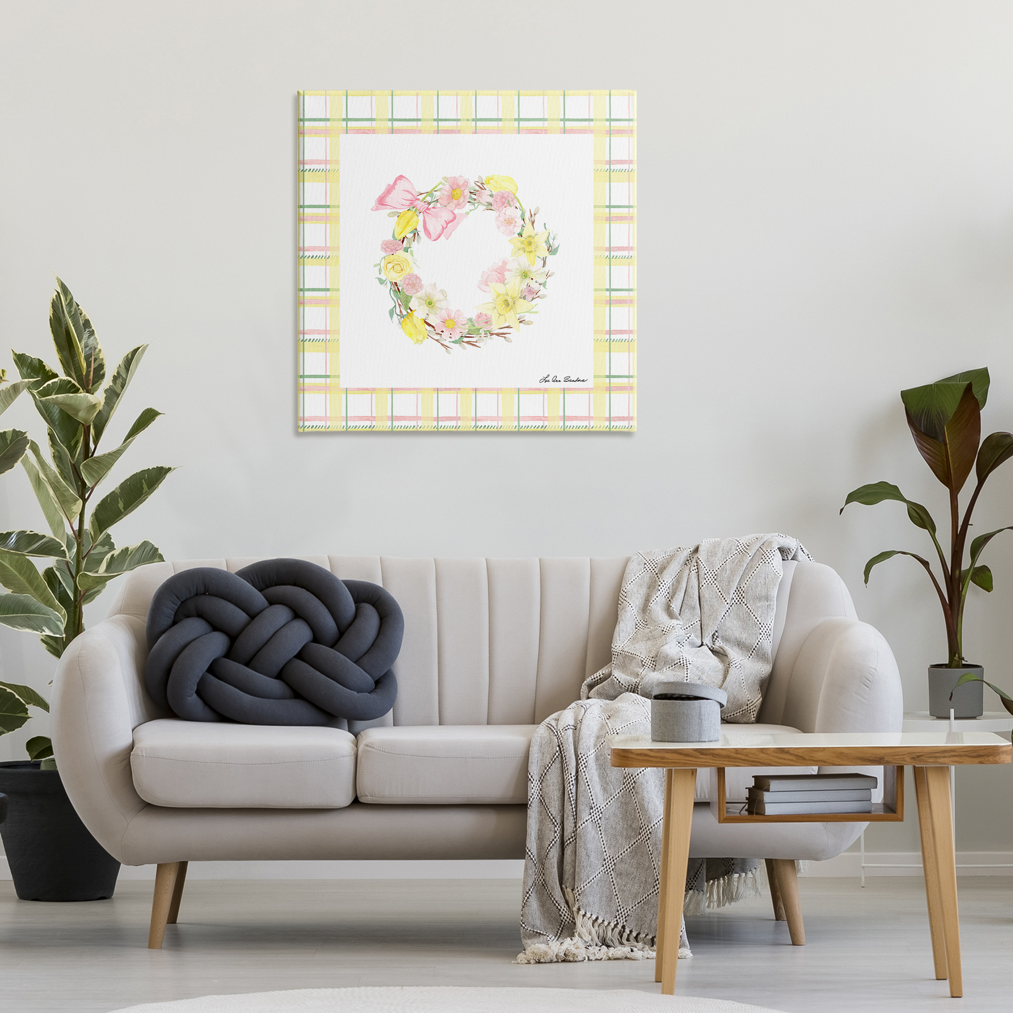 Wreath in Spring Pastels Canvas Wall Art, design by Lee Ann Sanders