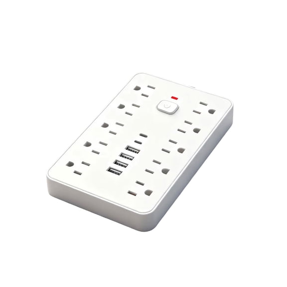Power Strip with 10 AC Outlets and 4 USB Ports, 140 cm / 4.6 ft Extension Cord, US Plug, On/Off with Light, Desktop Charging Station for Home Dorm