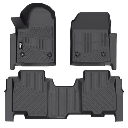 Ikon Motorsports 3PCS 3D TPE All Weather Waterproof Floor Mats Cargo Liner Carpets For 2024-2026 Chevy Silverado EV & GMC Sierra EV 85131720 86808230