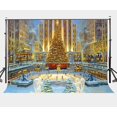 thumbnail image 1 of EREHome Polyester Fabric 7x5ft Night Snow Scenery Backdrop Bright Square Lively Crowd Photography Background Cartoon Christmas Night View Theme Backdrop, 1 of 1