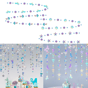 Shimmering Iridescent Ocean Garland, 4-Pack 52FT Hanging Streamers with Sea Creatures for Party & Wedding Decoration