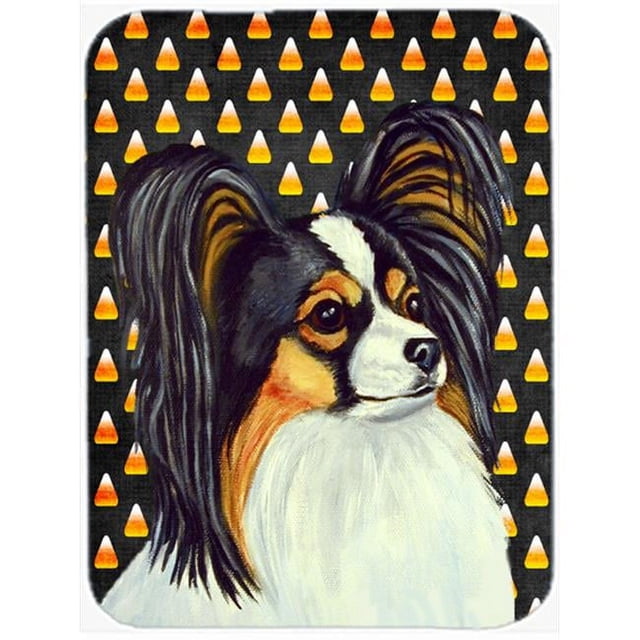 Carolines Treasures LH9040LCB Papillon Candy Corn Halloween Portrait Glass Cutting Board - Large