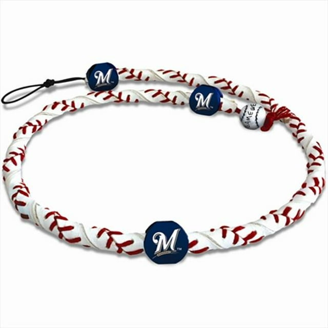 GameWear FR-MLB-MIB Milwaukee Brewers Classic Frozen Rope Baseball Necklace in White and Red