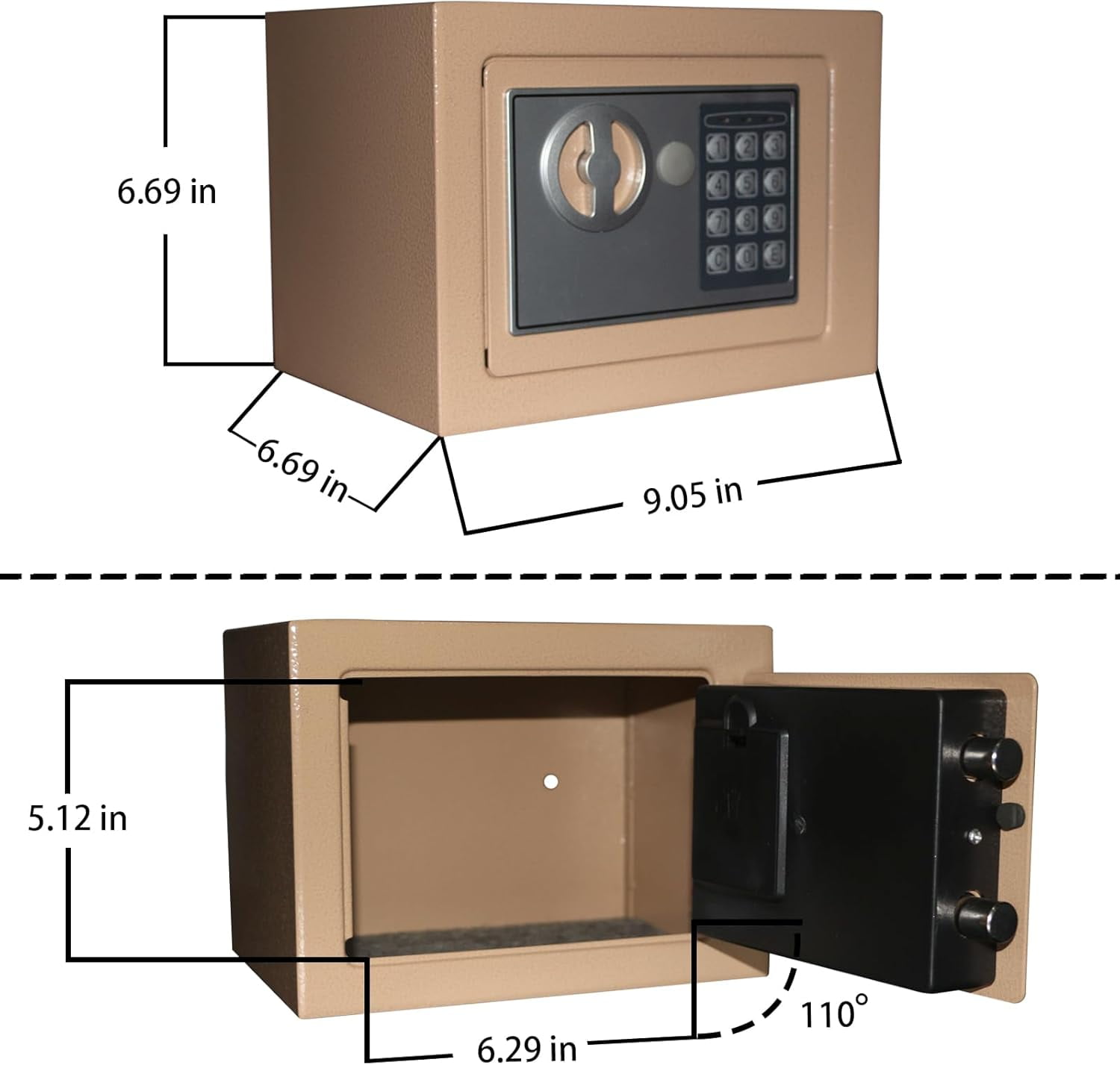 Electronic Deluxe Digital Security Safe Box Key Keypad Lock Home Office Hotel Business Jewelry Gun Cash Use Storage money (OCHRE YELLOW)