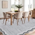 thumbnail image 3 of Soft Washable Scalloped Area Rug 5x7ft – Modern Low Pile, Non-Slip, Mark Resistant Carpet for Living Room, Bedroom, Dining Room, or Office – Easy Clean, Rubber Backing – Gray Tone, USA, 3 of 8