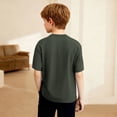 thumbnail image 7 of Spazoro Boys Waffle Knit Henley Shirt, Short Sleeve 3-Button Placket, Stretchy Soft Breathable, Army Green, Relaxed Fit for Kids Boys 4-12 Years,Size 5 T, 7 of 7