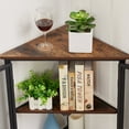 thumbnail image 5 of VECELO Set of 2 Corner Storage Cabinet with Dual Door, Wood Floor Standing Triangle Storage Organizer with 3-tier Shelves, Brown, 5 of 11