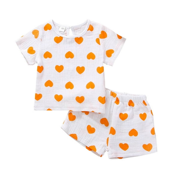 Sngxgn Toddler Girl Clothes Puff Sleeve Tops Pants 2Pcs Fall Outfits for Girls Fashion Clothing Set(Orange,100)