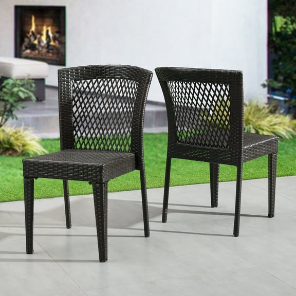 CoSoTower Outdoor Dining Chairs Set of 2, Stackable Chairs with Uv-Resistant PE Rattan and Steel Frame, for Patio, Garden, Balcony, Supports 400Lbs