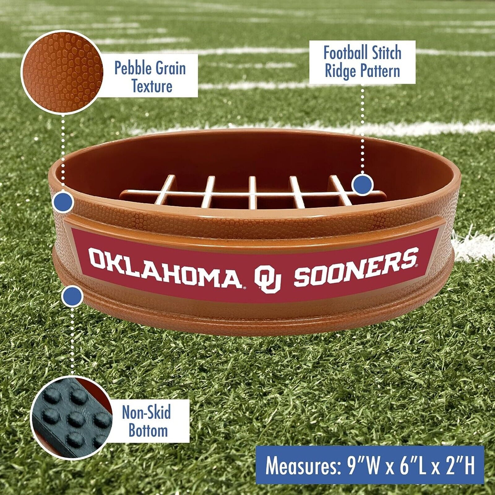 Pets First NCAA Oklahoma Sooners Super-Bowl Slow Feeder Bowl for Dogs and Cats with Non-Slip Mat