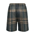thumbnail image 3 of Men's Pajama Shorts Bottoms with Pockets Soft Lightweight Lounge Sleep Wear Dark Green Brown Tartan, 3 of 6