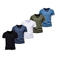 thumbnail image 1 of Camiseta de manga corta AIOPESON 5 piezas marca hombres Casual Color sólido Slim Fit cuello en V 100% algodón AIOPESON Mangas cortas de algodón con cuello en V., 1 of 6