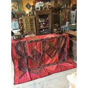 Mogul Indian Tapestry Red Banjara Vintage Bohemian Decorative Wall Hanging Throw 90 X 80