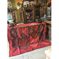 Mogul Indian Tapestry Red Banjara Vintage Bohemian Decorative Wall Hanging Throw 90 X 80