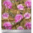 thumbnail image 1 of Soimoi Cotton Duck Fabric Buttefly,Leaves & Rose Floral Decor Fabric Printed Yard 42 Inch Wide, 1 of 1