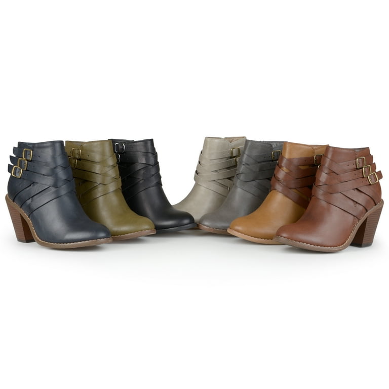 Women s Journee Collection Strap Multi Strap Ankle Boot Black 7.5 W Walmart