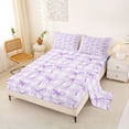 thumbnail image 2 of Erosebridal Bow Butterfly Knot Full Size Sheets for Kid, Purple Square Plaid Bed Sheets, 4 Pieces, 2 of 5