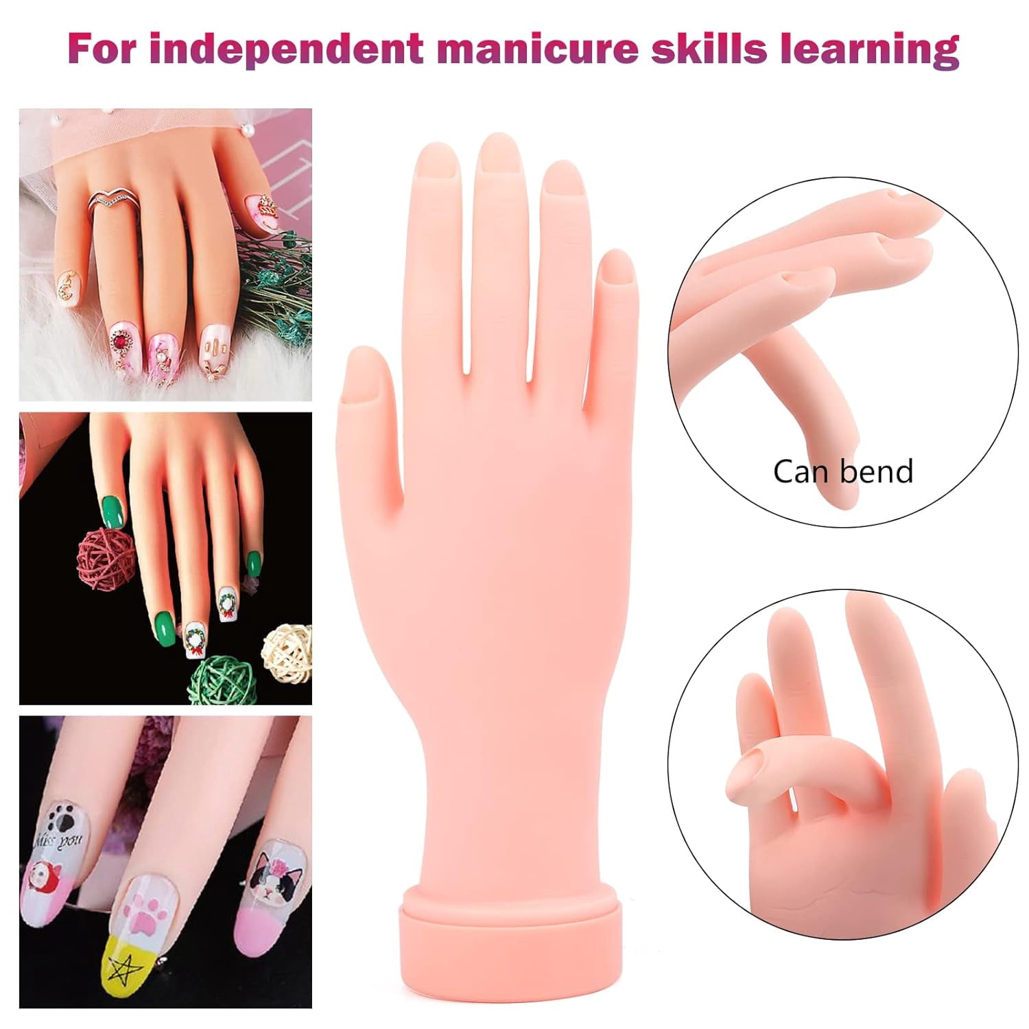 Nail Kit for Beginners with Everything: Professional Nail Acrylic Powder Liquid Set with Practice Hand Drill U V Light in Cosmetic Bag for Women Salon Home (Pink)