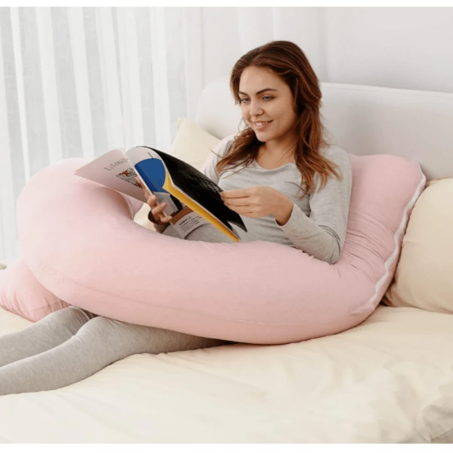 Best-selling U-shaped pregnant pillow - promotes side sleeping, supports the waist and abdomen. An essential item for pregnant women when sleeping.