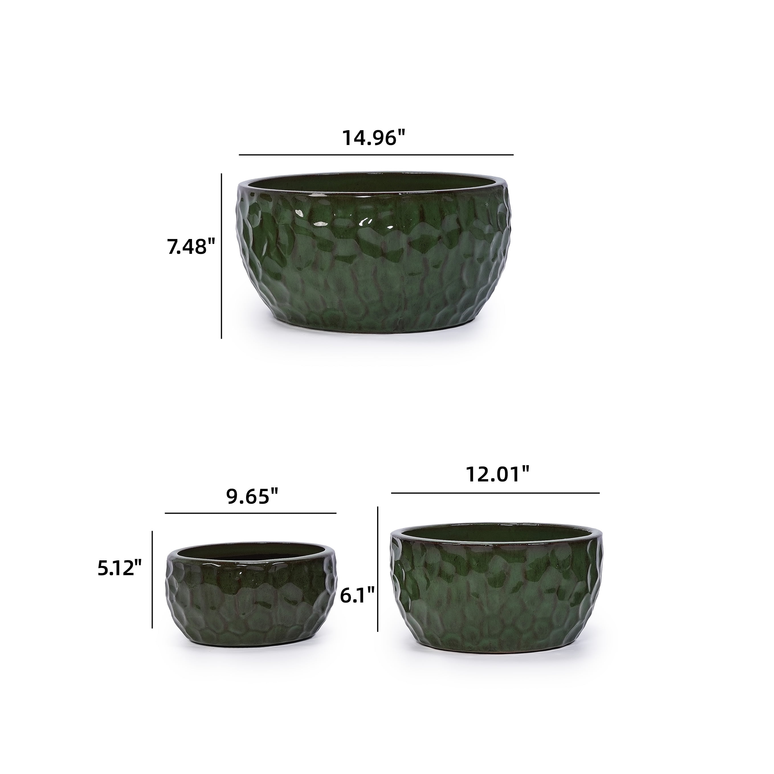 MAYEERTY 3 Pack Ceramic Planter Pot, Planter for Indoor Outdoor Patio, Garden, Antique Green