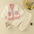 thumbnail image 2 of Youmylove Two Piece Girls Outfits Toddler Girls Winter Long Sleeve Strawberries Prints Tops Pants 2Pcs Outfits Clothes Set For Babys Clothes Pink White, 2 of 7