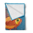 thumbnail image 2 of Goldfish Soft Flannel Fleece Throw Blanket, Aquarium Illustration of Golden Fish on Sea Water Background, Cozy Plush for Indoor and Outdoor Use, 50" x 60", Vermilion Orange, by Ambesonne, 2 of 5