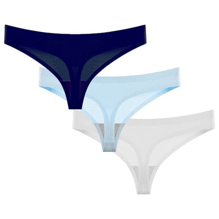 ZQUUVOU 3PC Invisibles Thongs for Women No Show Thong V-waisted Stretch Panties Underwear Breathable Low Waisted Underwear Gray B